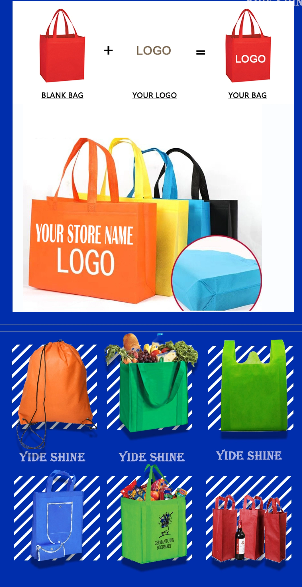 Custom Printing Logo PP Non Woven Shopping Bag T Shirt Grocery Bag